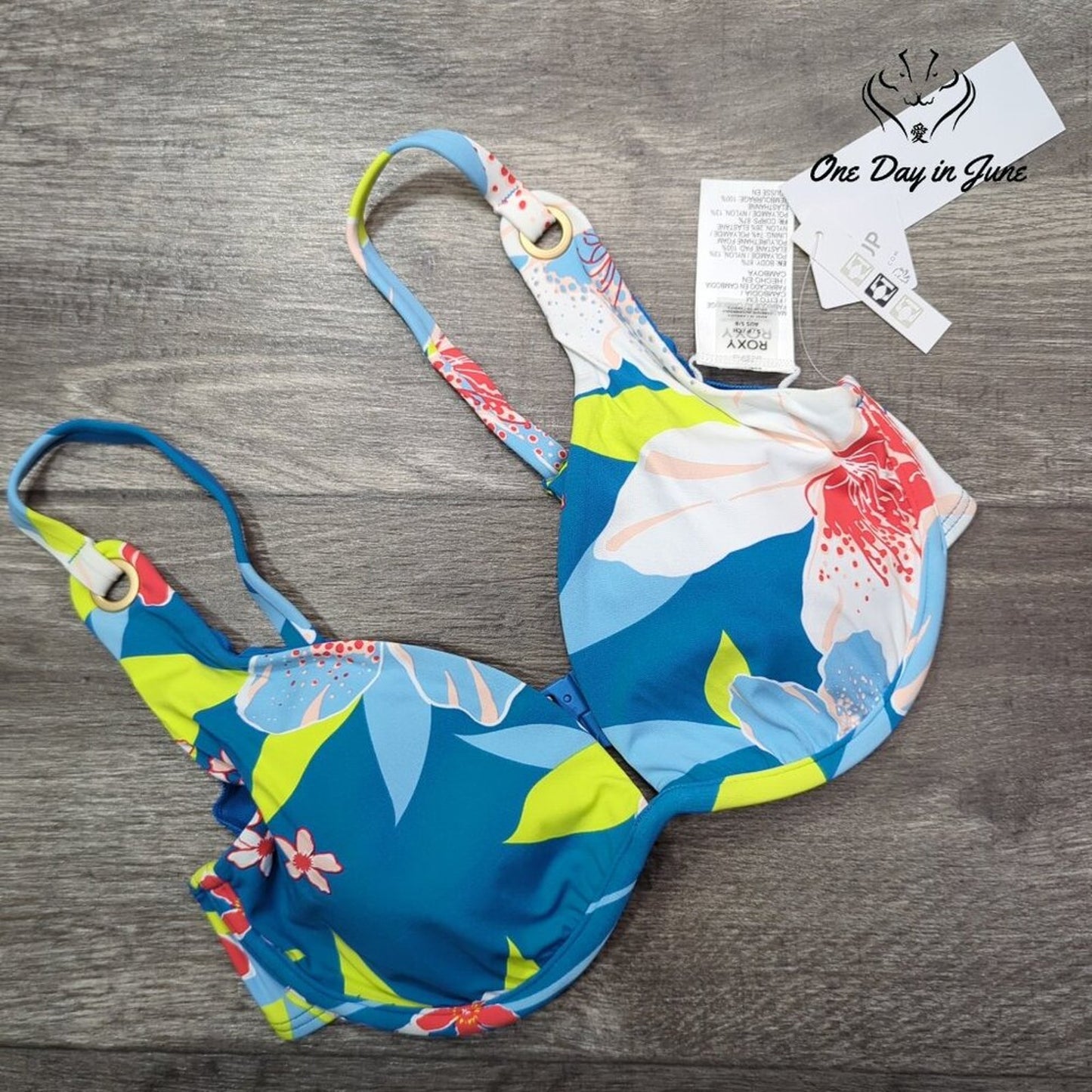 Roxy She Just Shines Underwire D Cup Bikini Top Size S