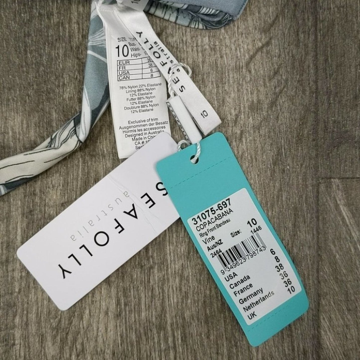 Seafolly Twist Bandeau Bikini Top Swimsuit Size 6