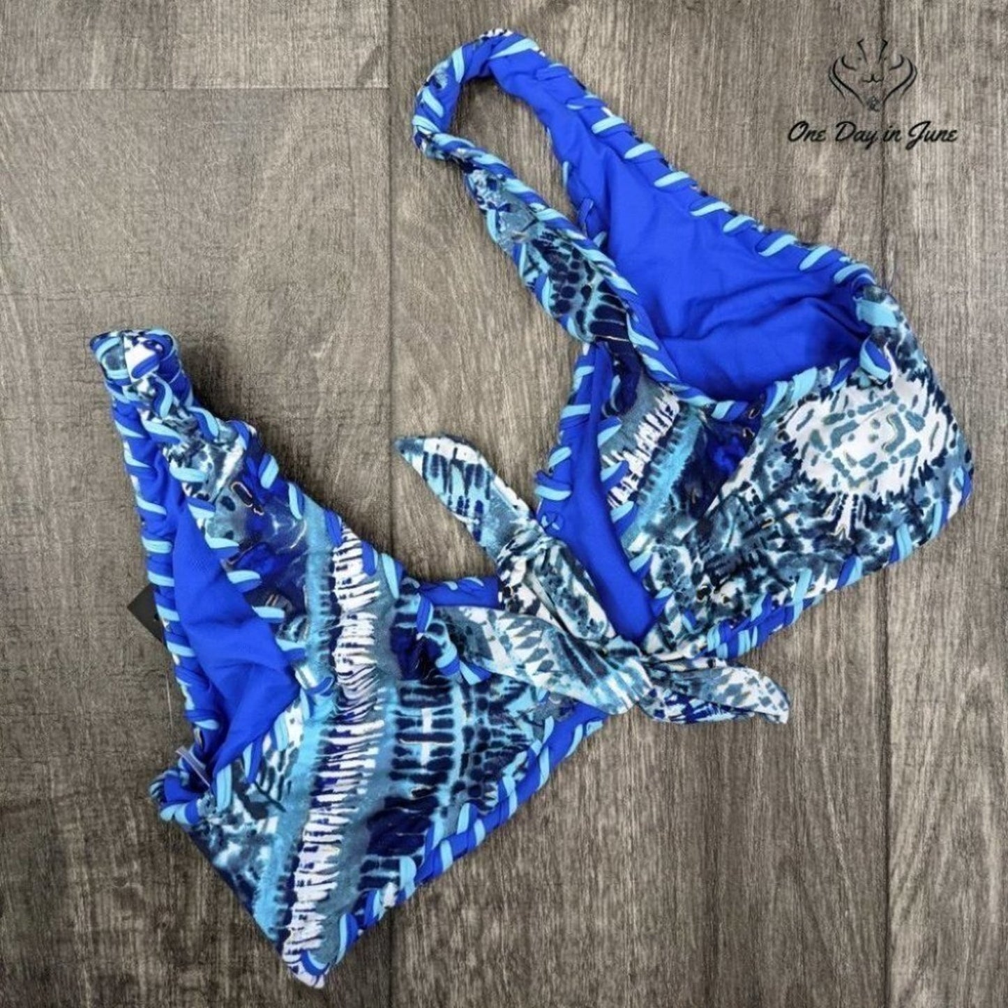 Ambrielle Geometric Bikini Top Size L