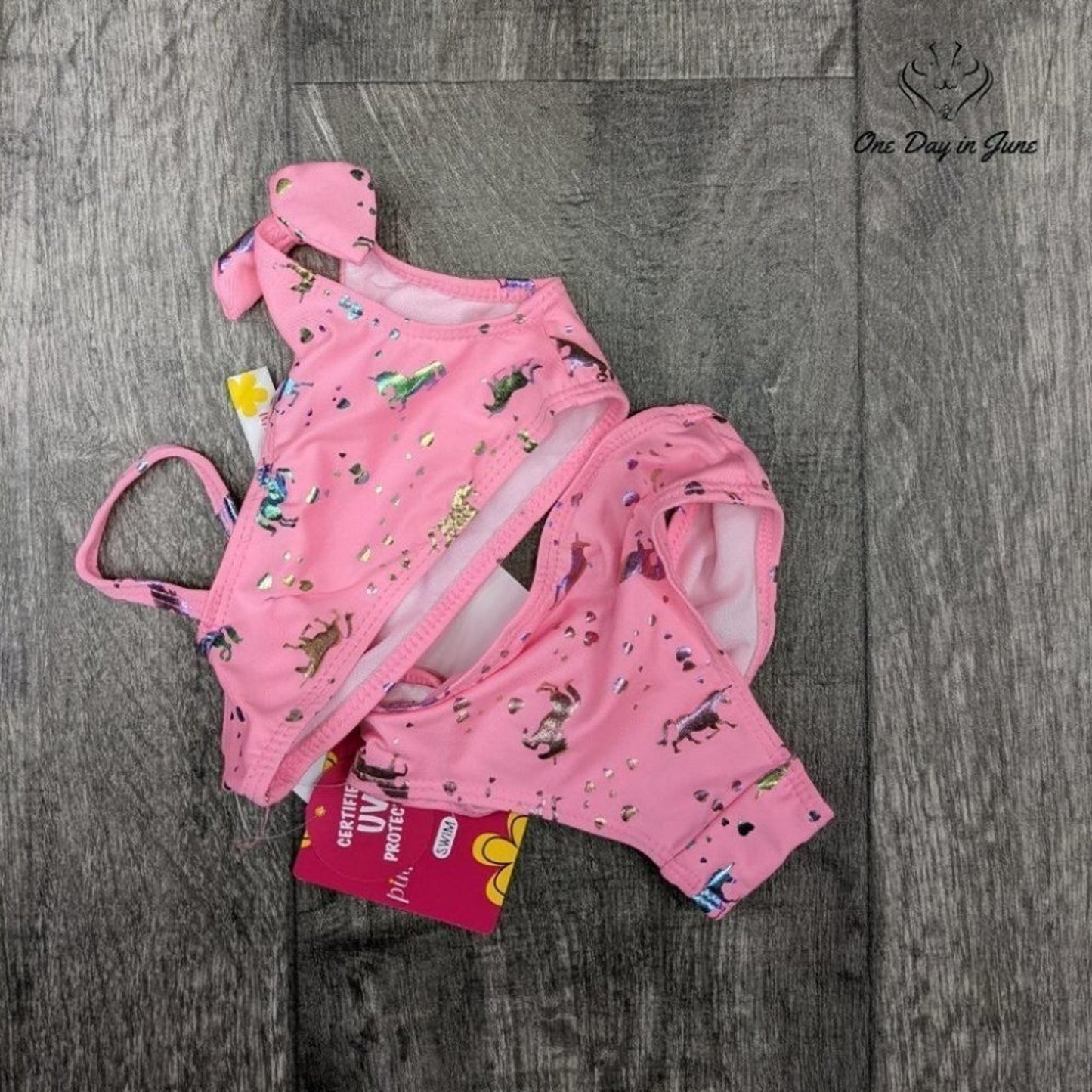 Pink Platinum Baby Unicorn Rainbow Print Swimsuit Size 24 Mths