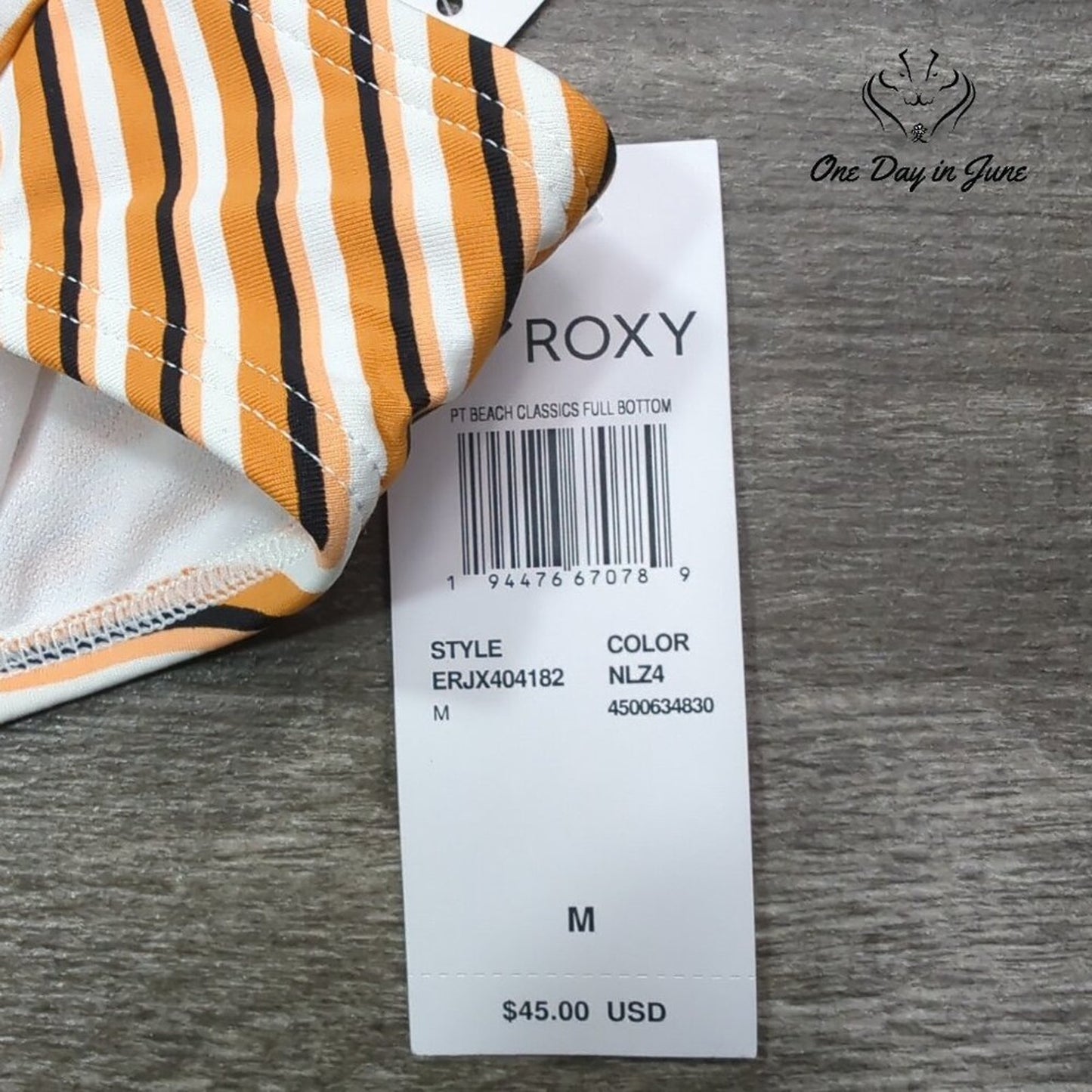 Roxy Beach Classics Full Striped Bikini Bottom Size M