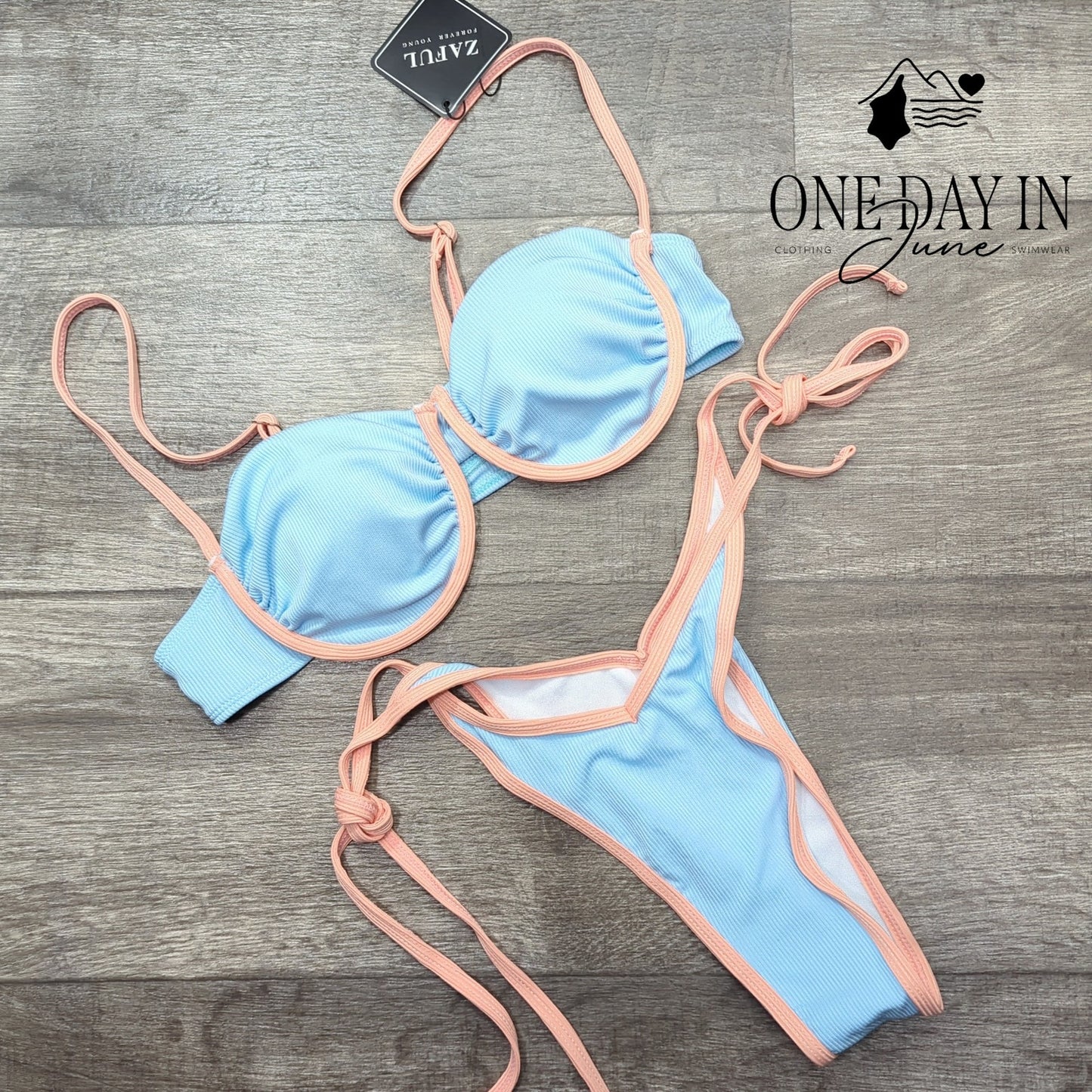 Zaful Underwire Tie Side Cheeky Bikini Swimsuit Size M