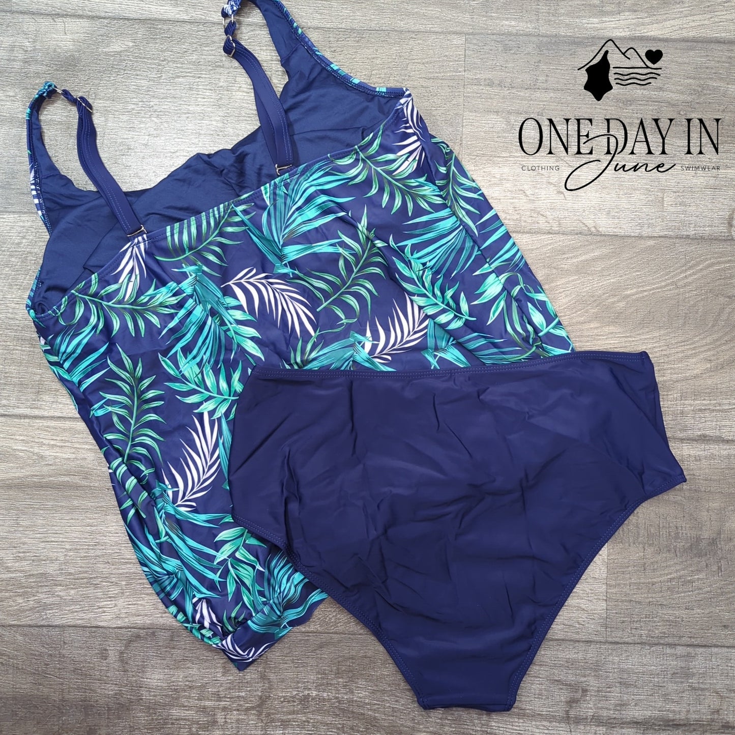 Yonique Tropical Blouson Tankini Swimsuit Size XXL