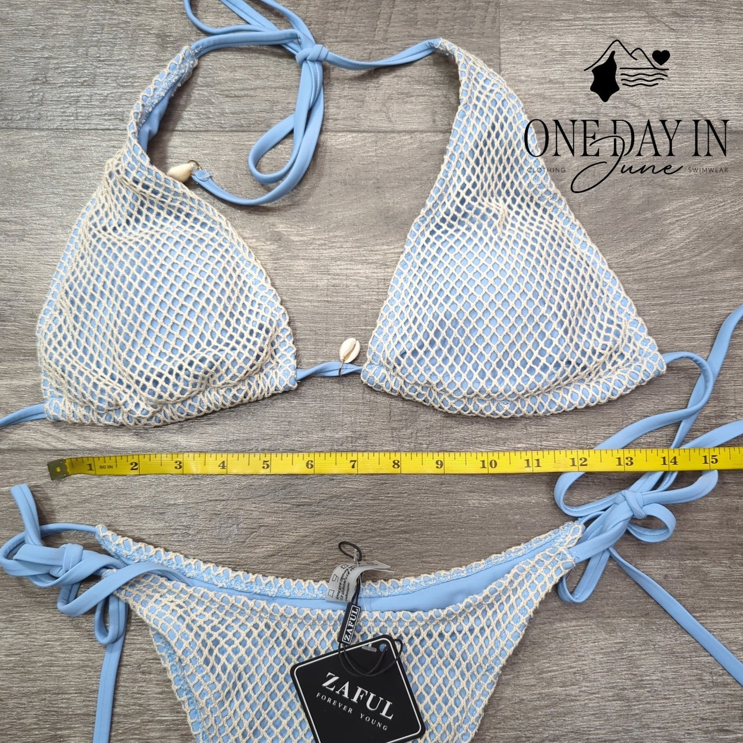 Zaful High Cut Tie Side Tie Back Bikini Swimsuit Size M