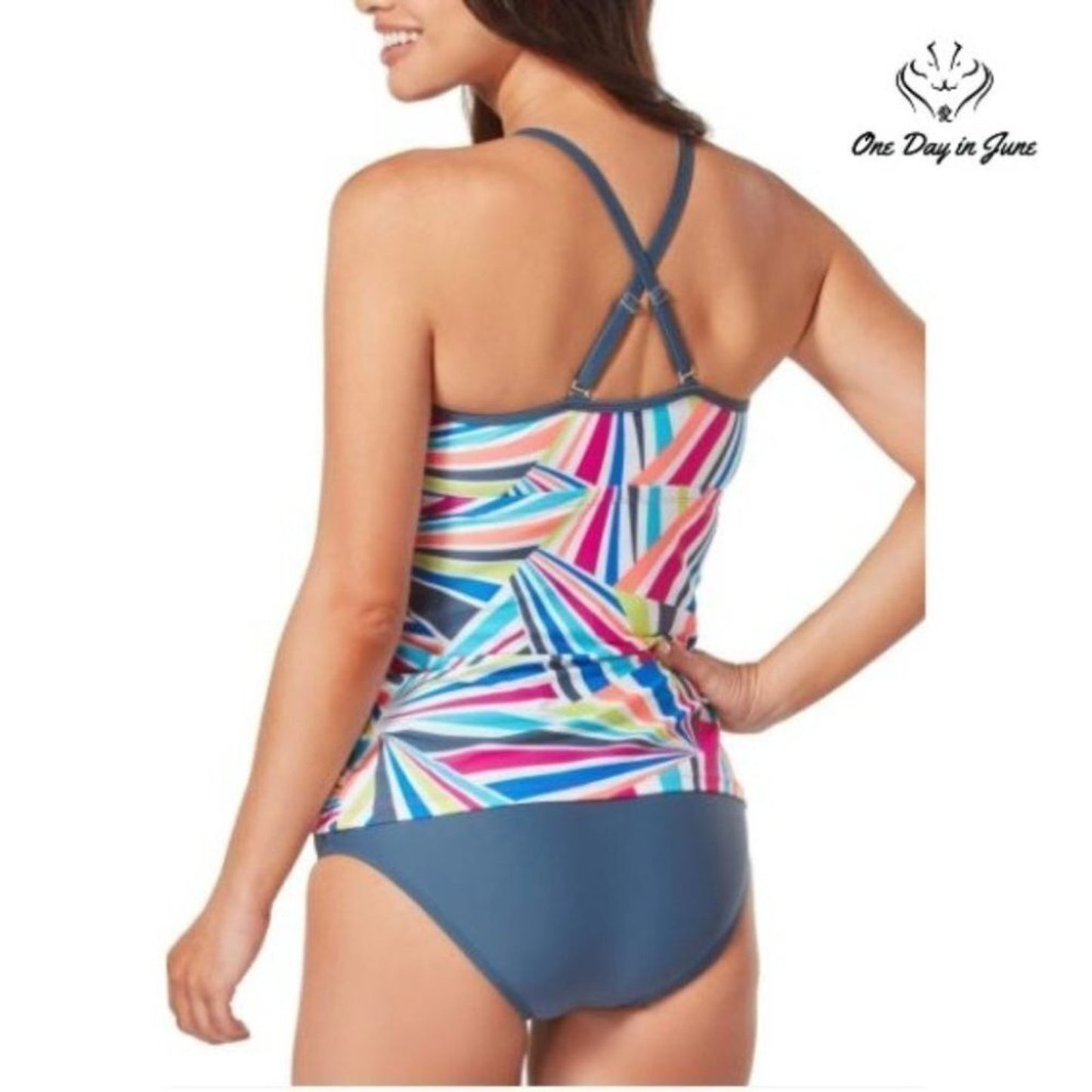 Free Country Prism Stripe Versatile Tankini Top Size S