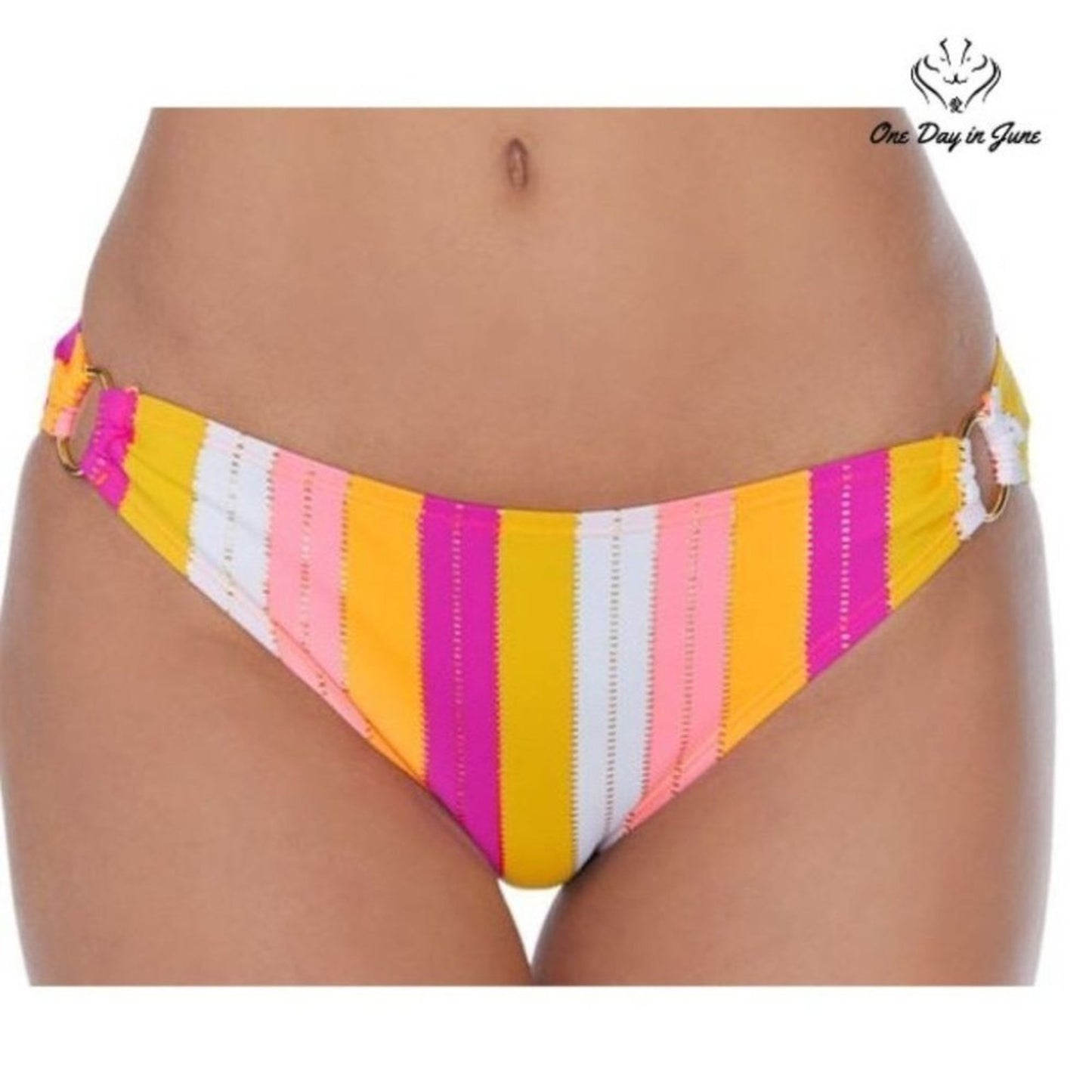 Ambrielle Striped Hipster Bikini Bottom Size L