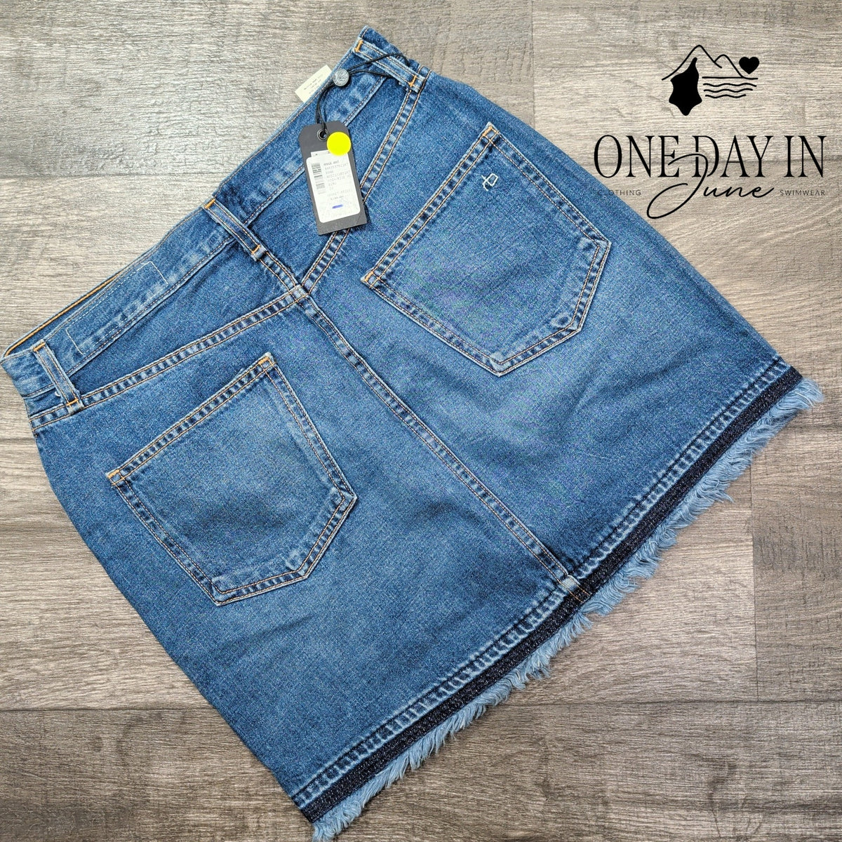 Rag & Bone Denim Mini Skirt Raw Frayed Hem Blue Jeans NWT Size 8 (29)