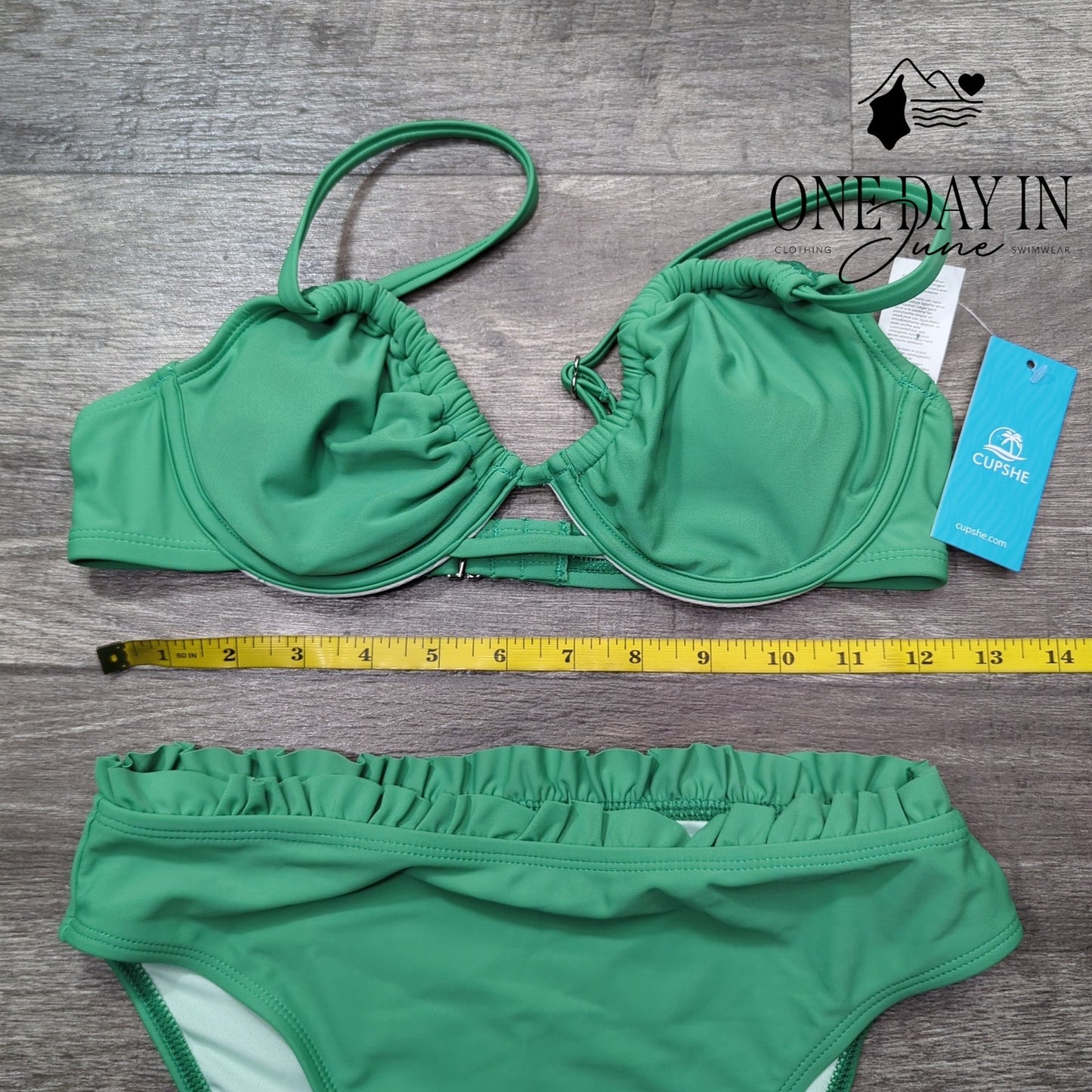 Cupshe High Waist Underwire Ruffle Bikini Swimsuit Size S