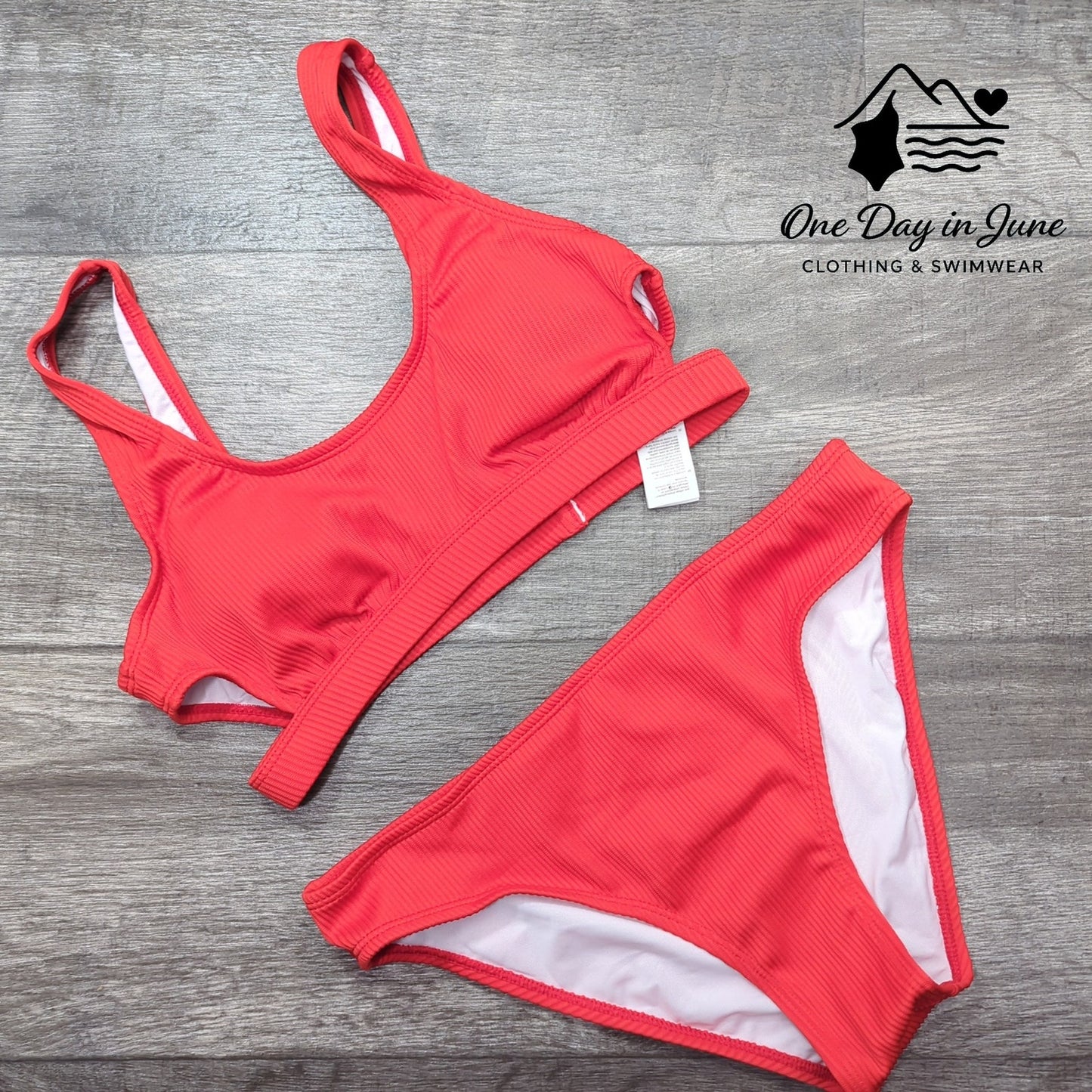 Cupshe Ribbed Crop Bikini Swimsuit Size S