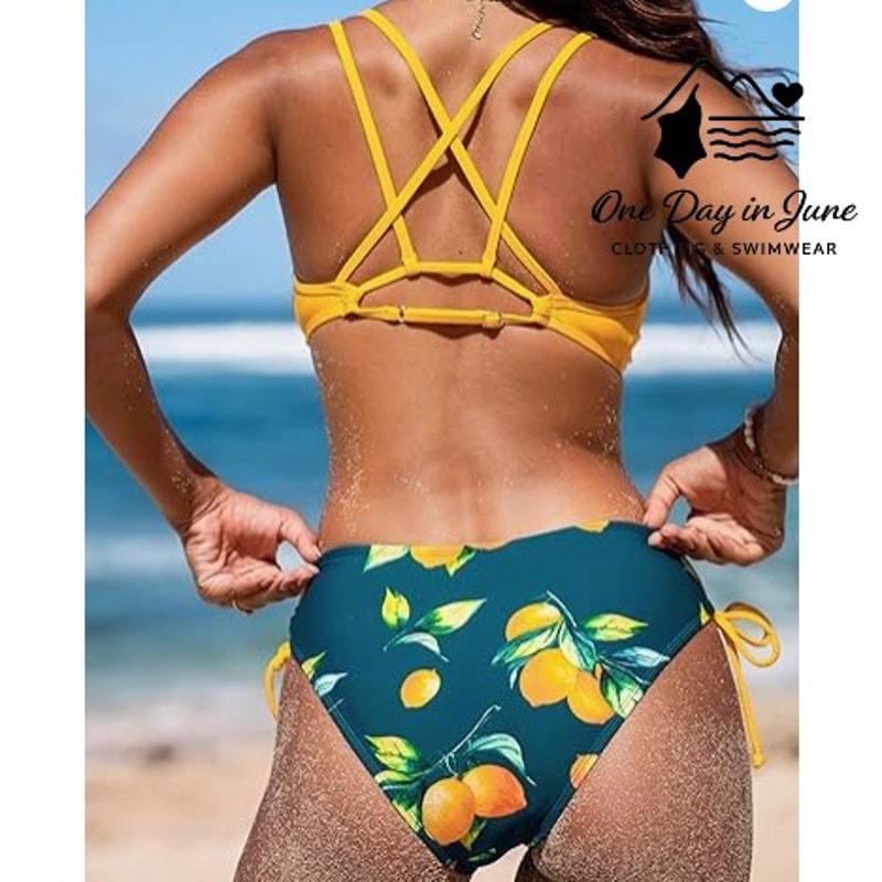 Cupshe Cross Front Tie Back Tie Side Bikini Swimsuit Size L