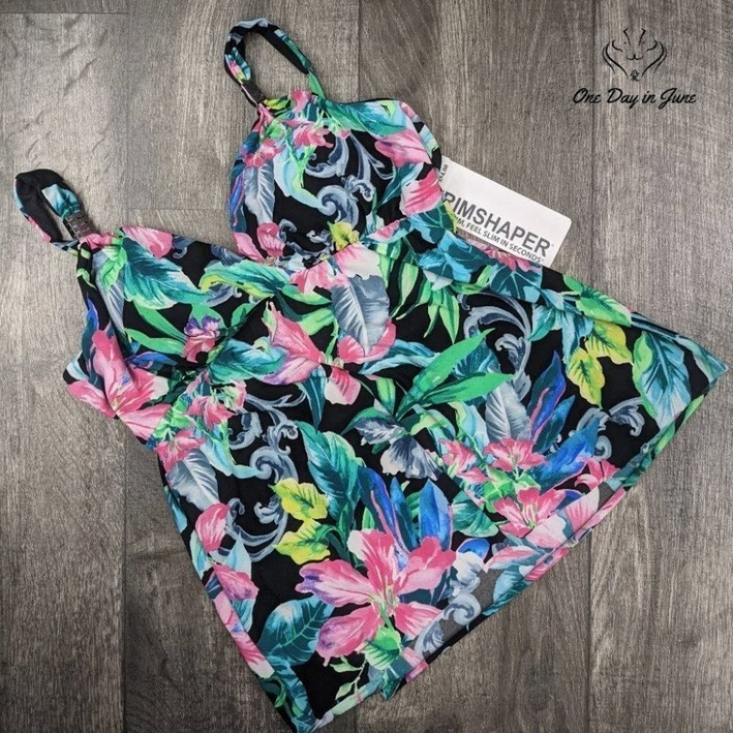 Trimshaper Floral Tankini Top Size 10