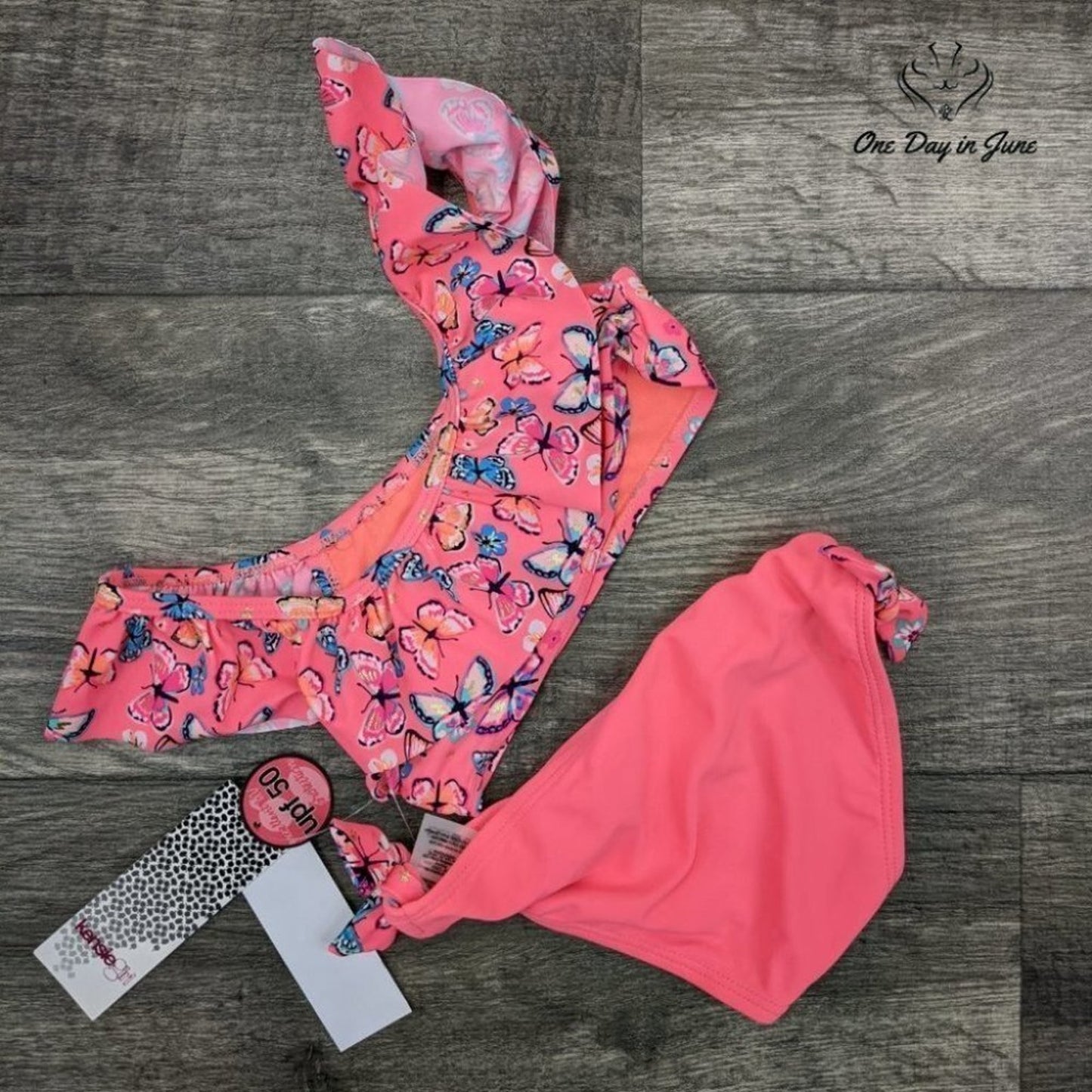 Kensie Girl Butterfly Ruffle Bikini Swimsuit Size 4