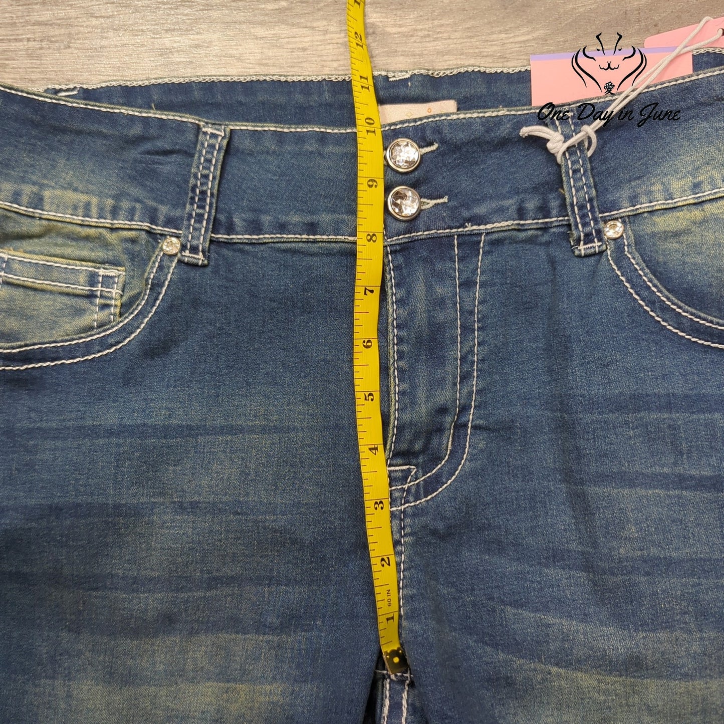 Lilac Sunset Plus Size Embellished Bermuda Denim Shorts Size 16