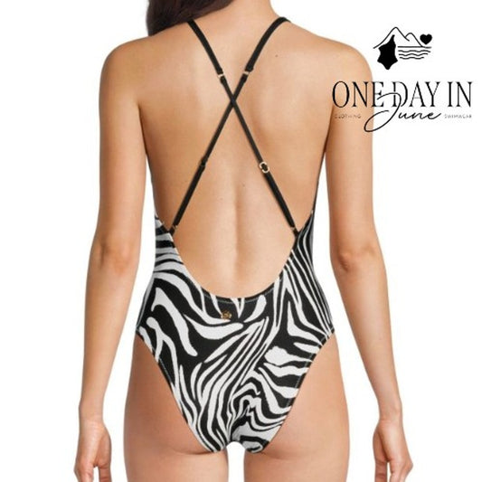 Sunshine 79 Deep V Plunge Zebra Rainbow One Piece Swimsuit NWT $162 Size 10