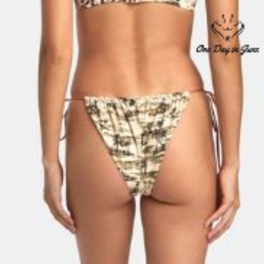RVCA Tossed Reversible Slide Tie Bikini Bottom Floral Palm NWT $60 Size M