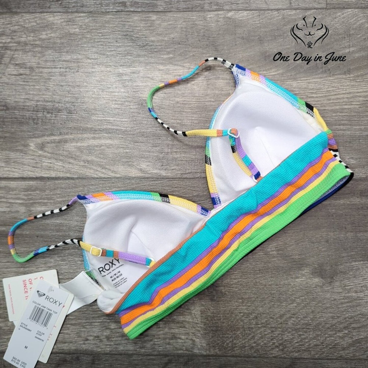 Roxy Color Jam Tank Top Bikini Top Size M