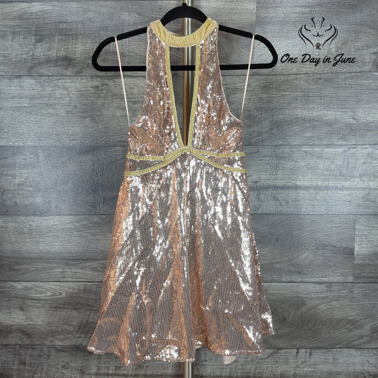 Free People Open Back High Neck Sequin Mini Dress Size 2