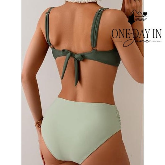 Eomenie High Waist Keyhole Bikini Swimsuit Size M