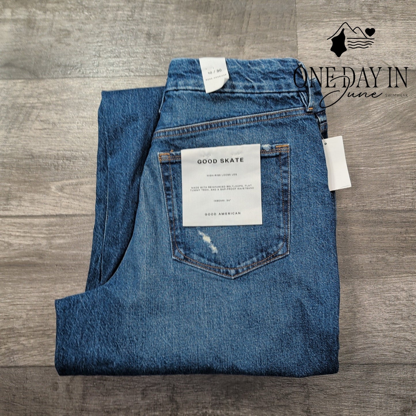 Good American Good Skate High Rise Wide Leg Jeans Indigo713 NWT $188 Size 10