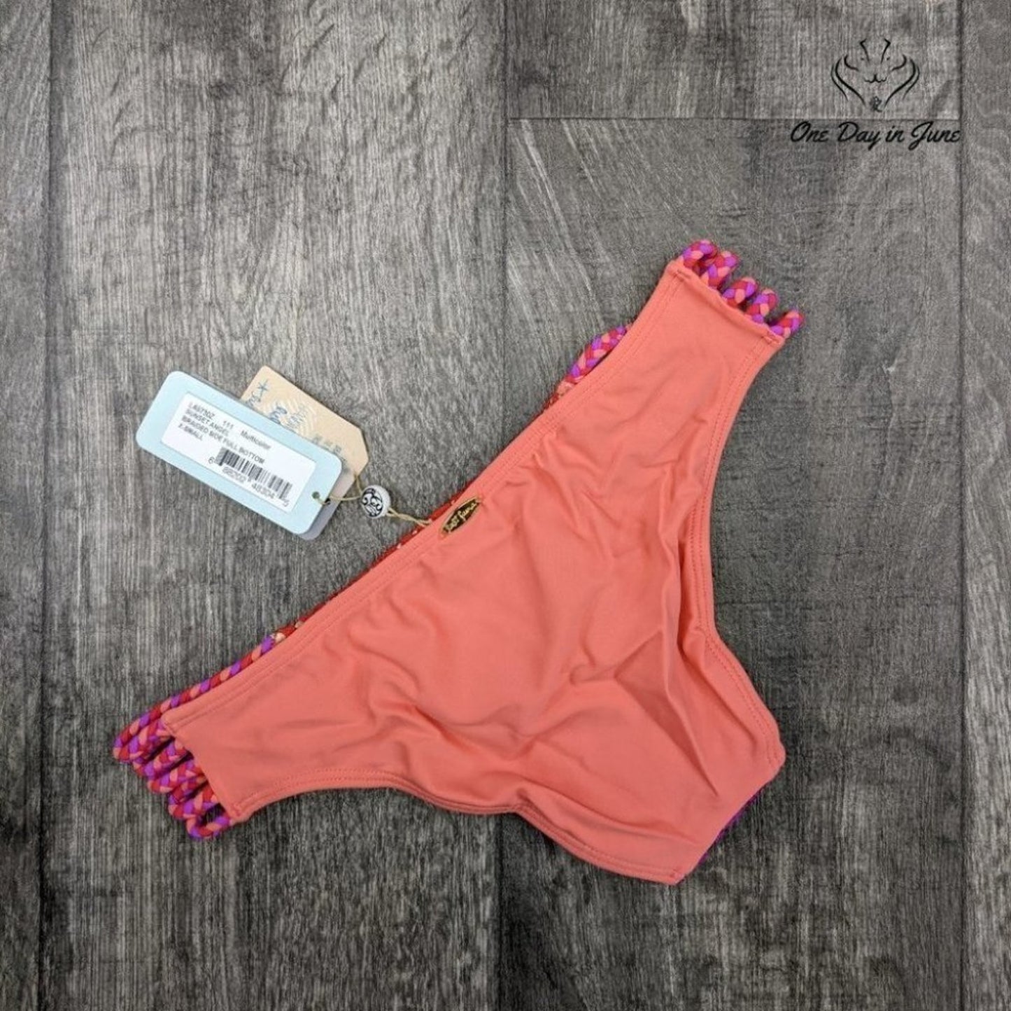 Luli Fama Sunset Angel Braided Side Full Bikini Bottom Swimsuit Size XS