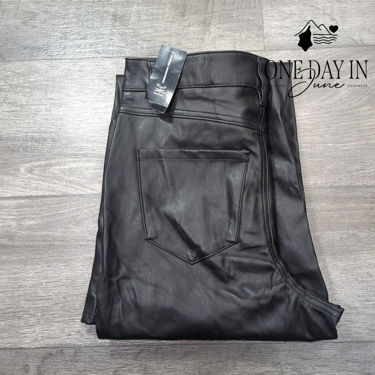 INC International Concepts Faux Leather Flare Pants Size 10