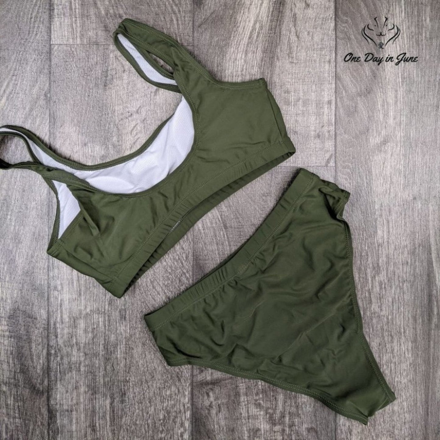 Pink Queen Crop Top High Waist Bikini Swimsuit Size M