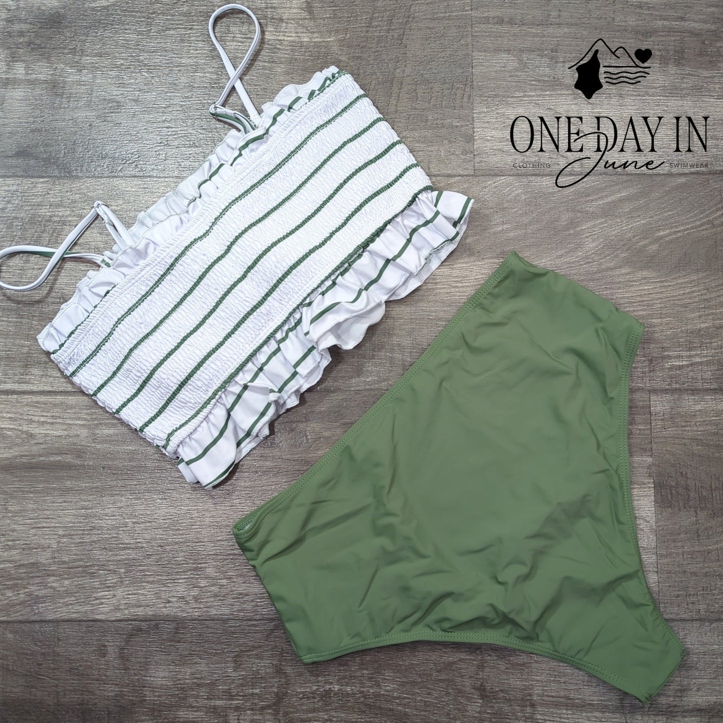 Charmo Smocked High Waist Bikini Swimsuit Size XL