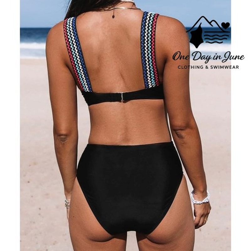 Cupshe Embroidered High Waist Triangle Bikini Swimsuit Size XL