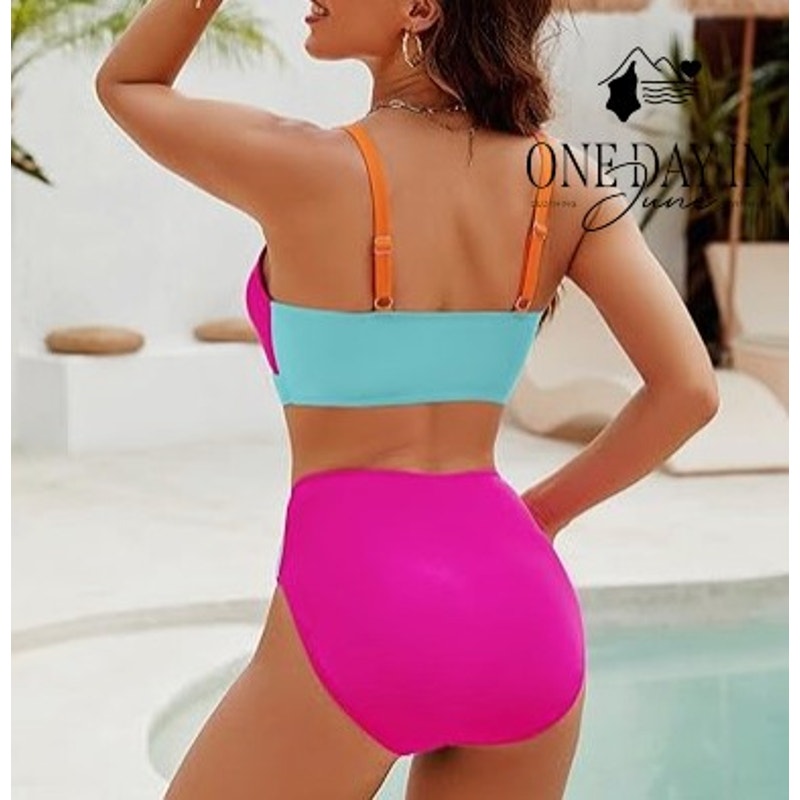 Blooming Jelly Color Block Bikini Swimsuit Size M