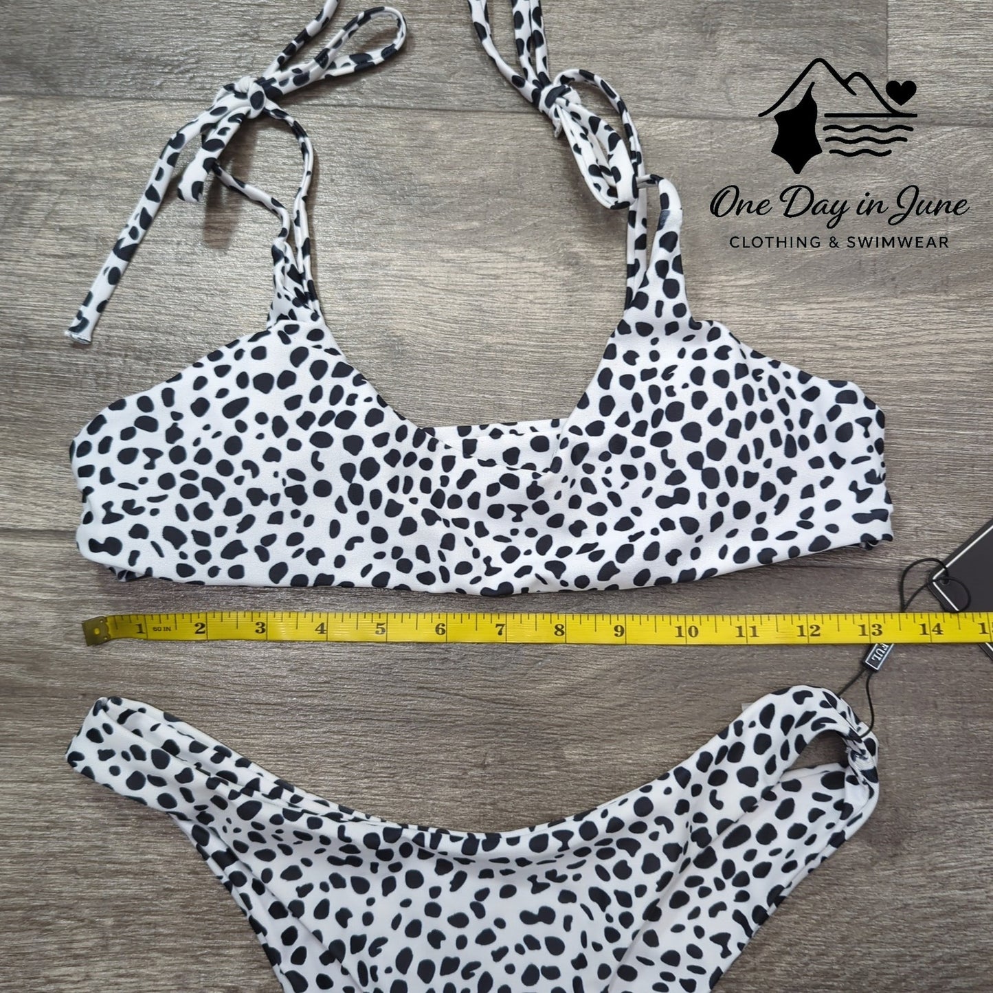 Zaful Dalmation Cheeky Crop Bikini Swimsuit Size M