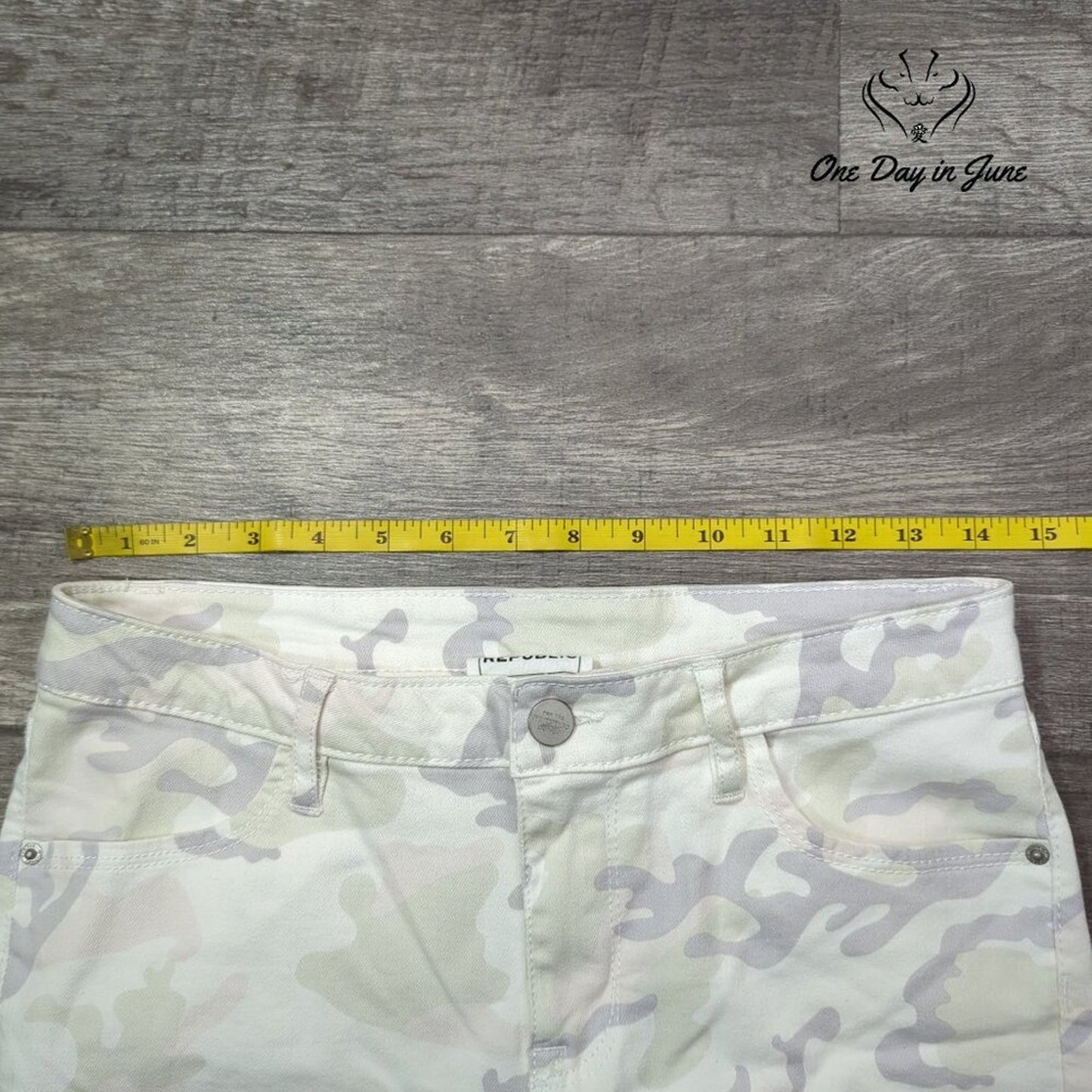 For the Republic Cut Off Camo Denim Shorts Size 6
