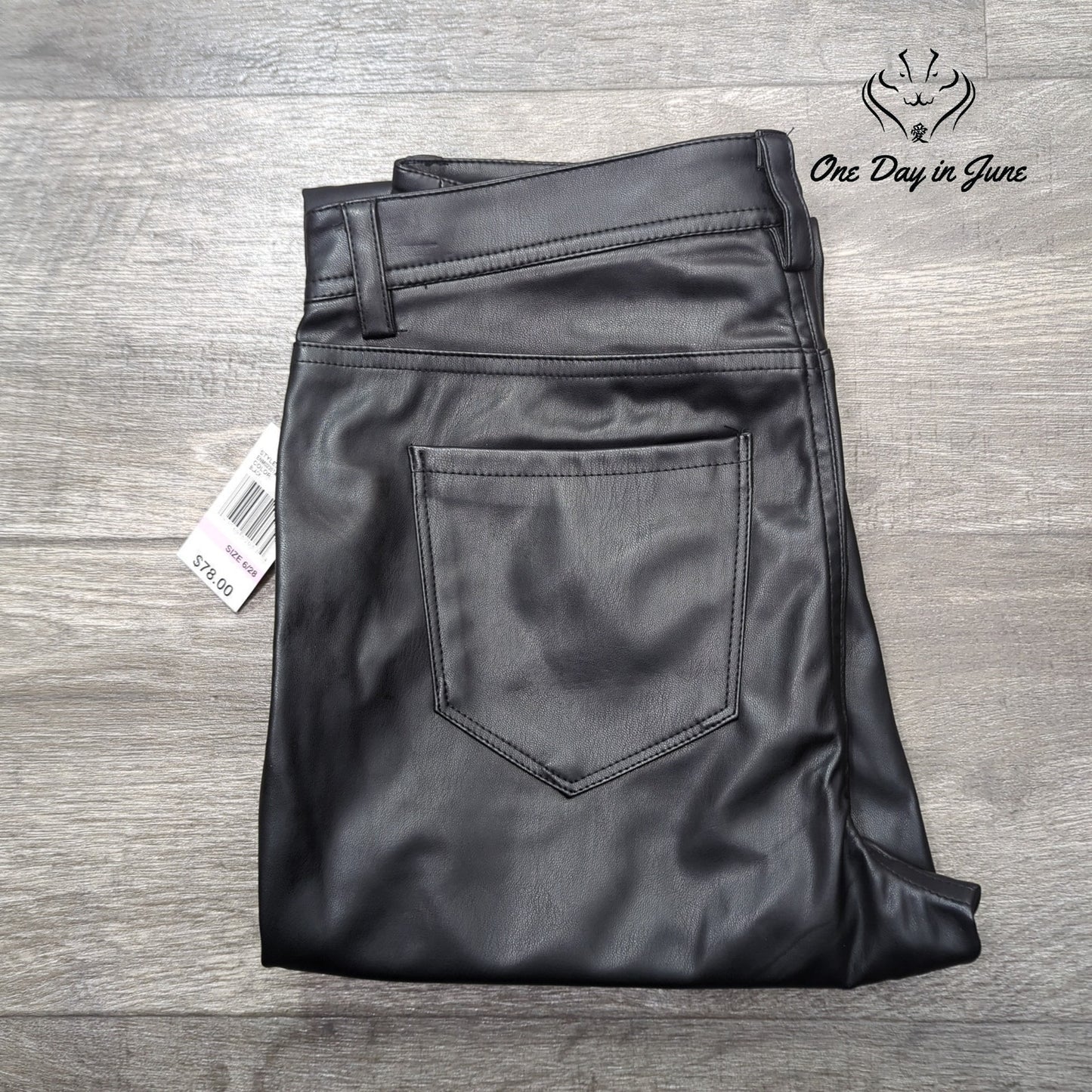 Kensie Jeans Vegan Leather Straight Leg Pants Size 6