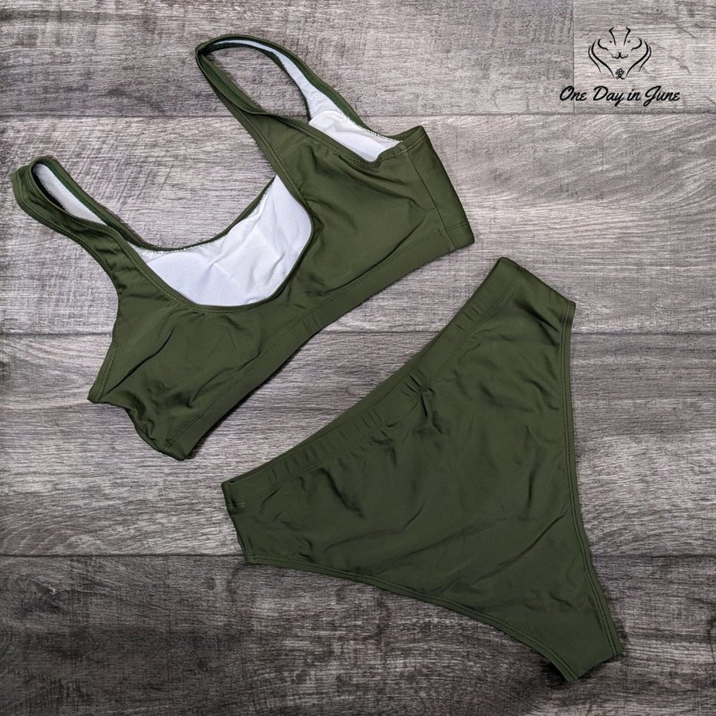 Pink Queen Crop Top High Waist Bikini Swimsuit Size L