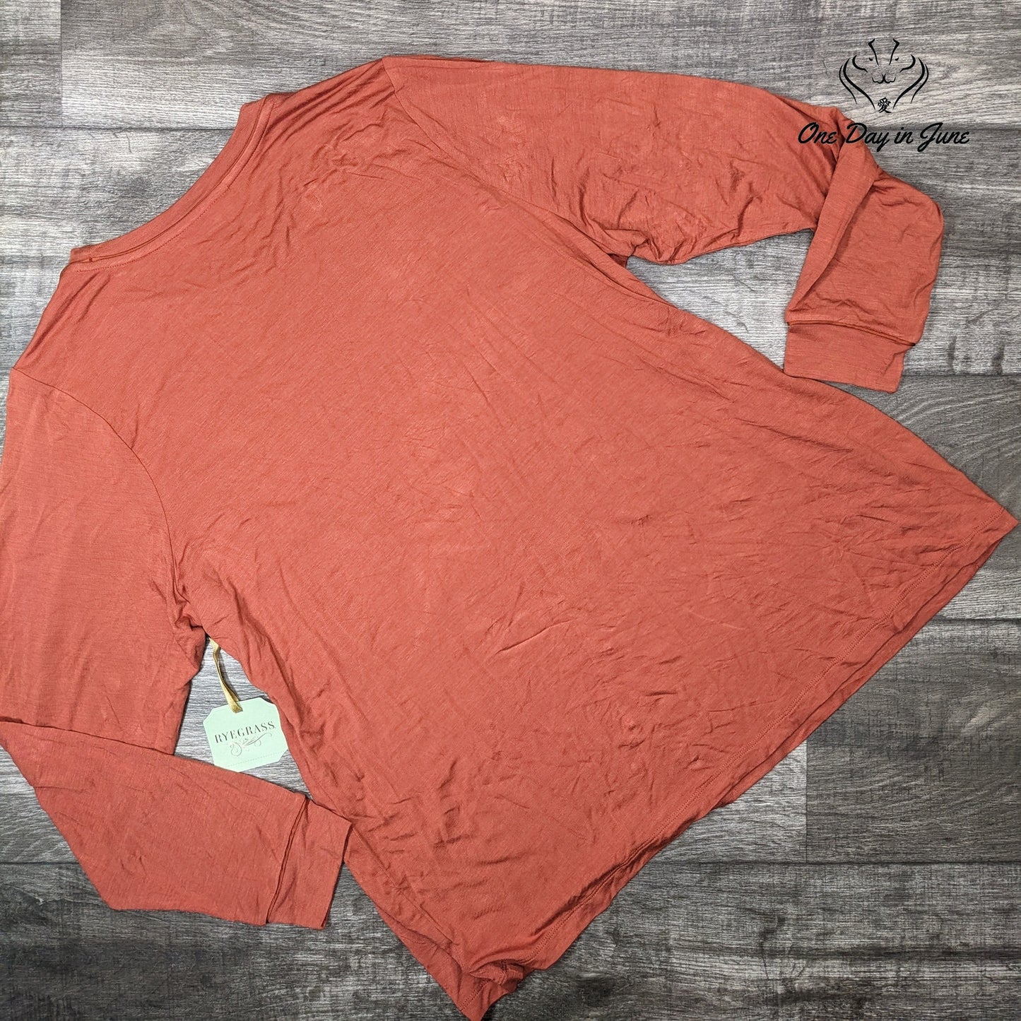 Ryegrass Burnt Brick Long Sleeve Top Size 1X