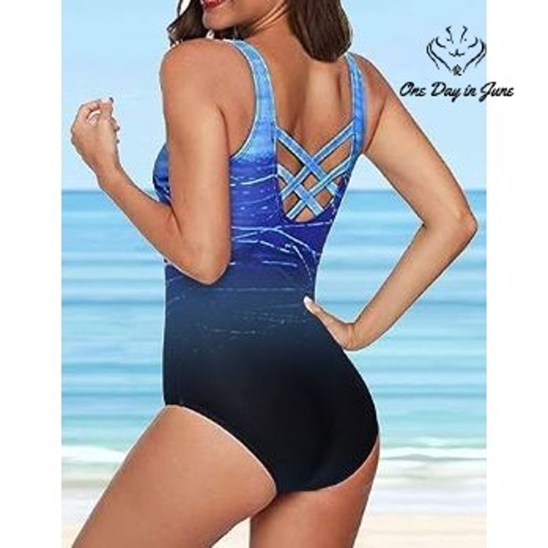 Aleumdr Cross Back One Piece Swimsuit Size L