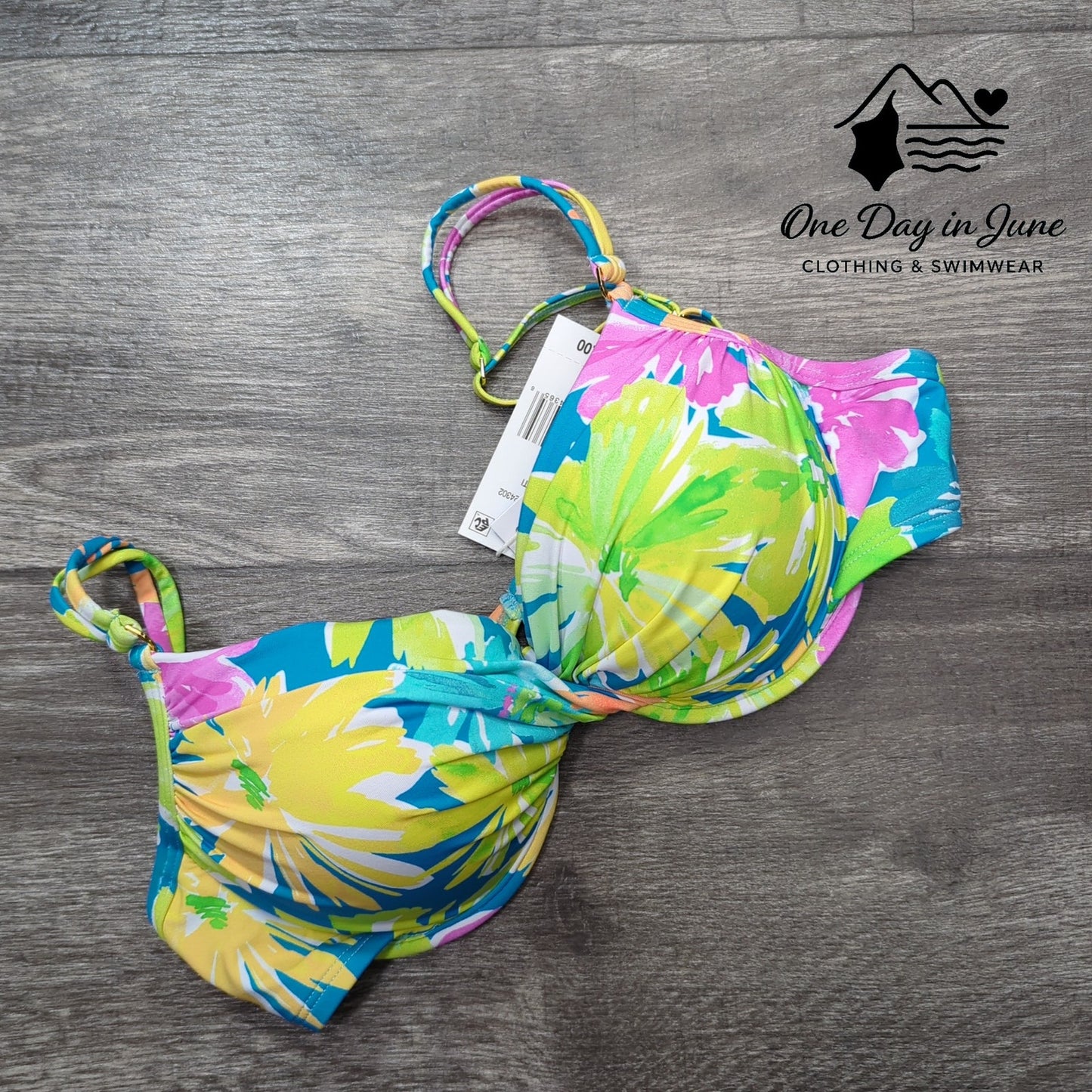 Bleu Rod Beattie Floral Molded Cup Bikini Top Size 6