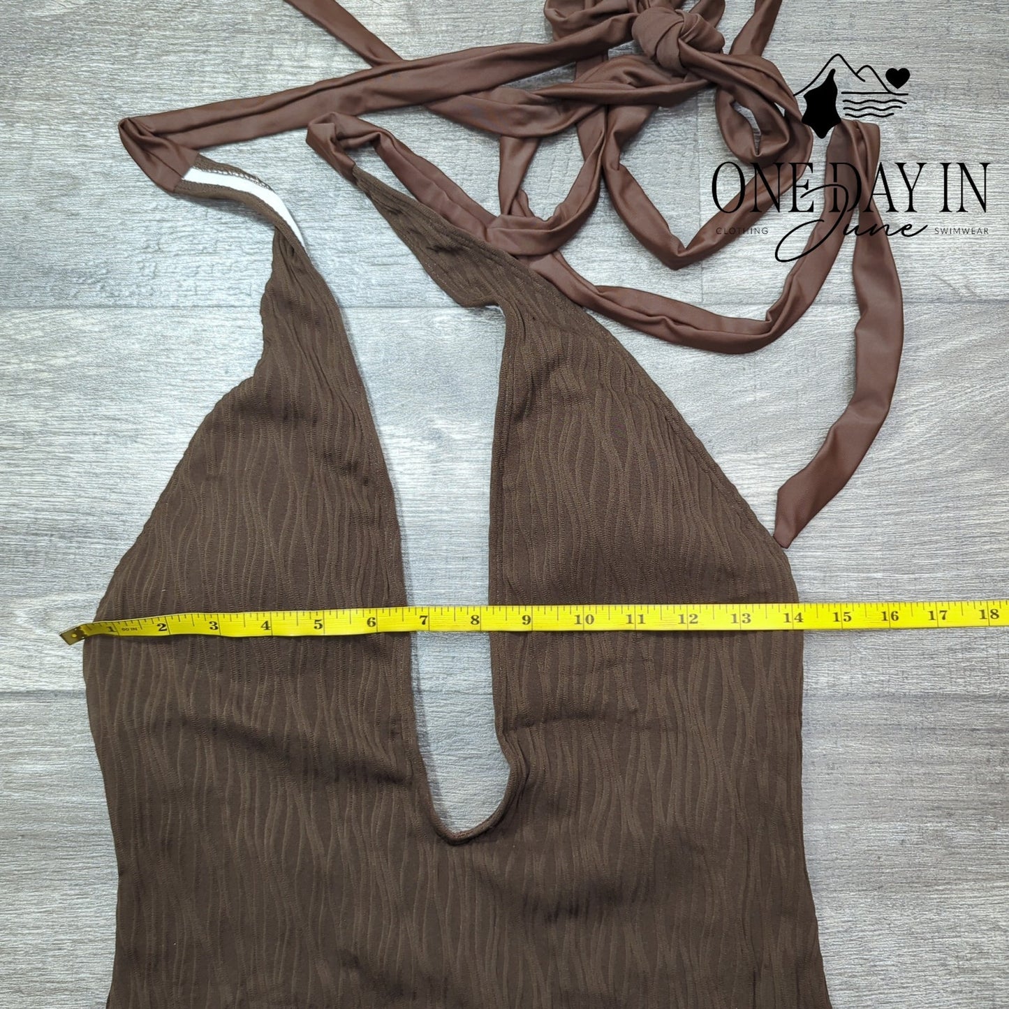 Zaful Deep V Tie Wrap One Piece Swimsuit Size M