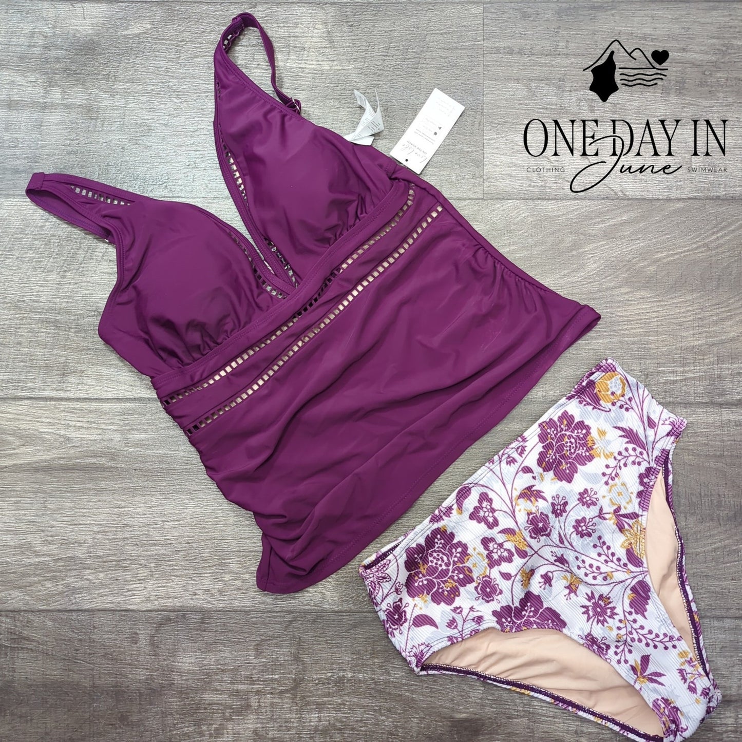 Cupshe Ribbed Bottom Tankini Swimsuit Size M