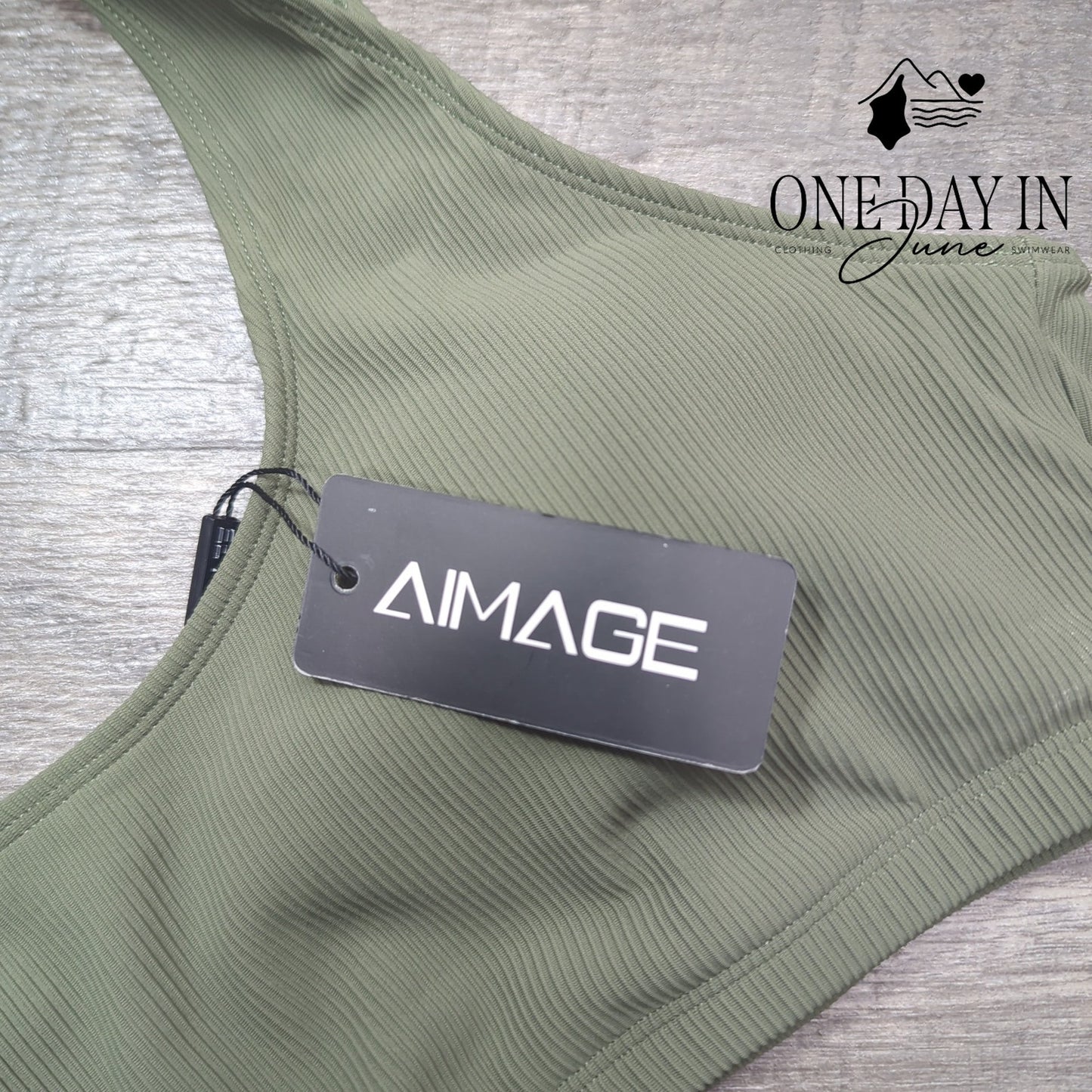 Aimage Crop Ribbed Bikini Swimsuit Size L