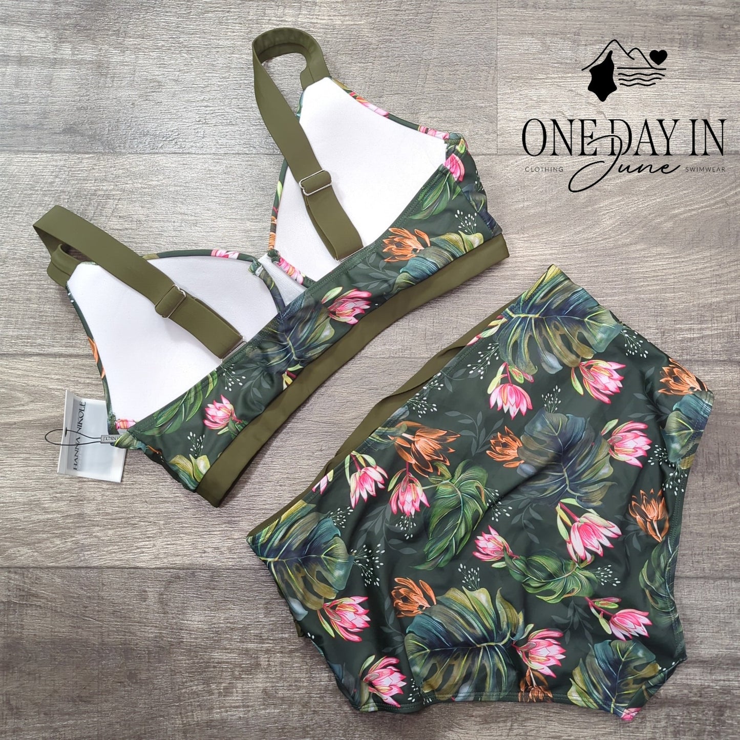 Hanna Nikole Plus Size Cross Font High Waist Bikini Swimsuit Size 16W