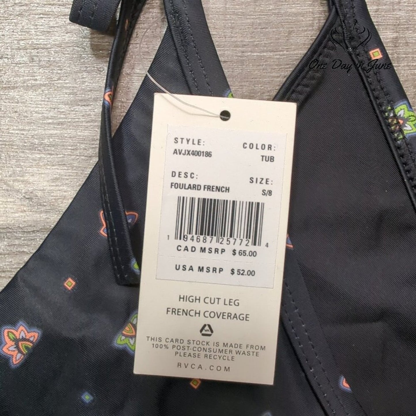 RVCA Foulard French Tie Side Bikini Bottom Size S