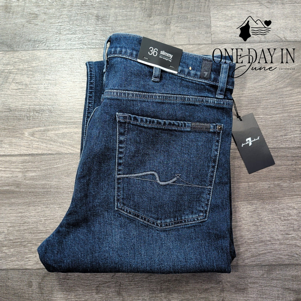 7 For All Mankind Slimmy Slim Straight Leg Jeans Blue NWT Size 36X33