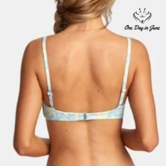 RVCA Field of Dreams Bandeau Bikini Top Floral O Ring NWT $60 Size S