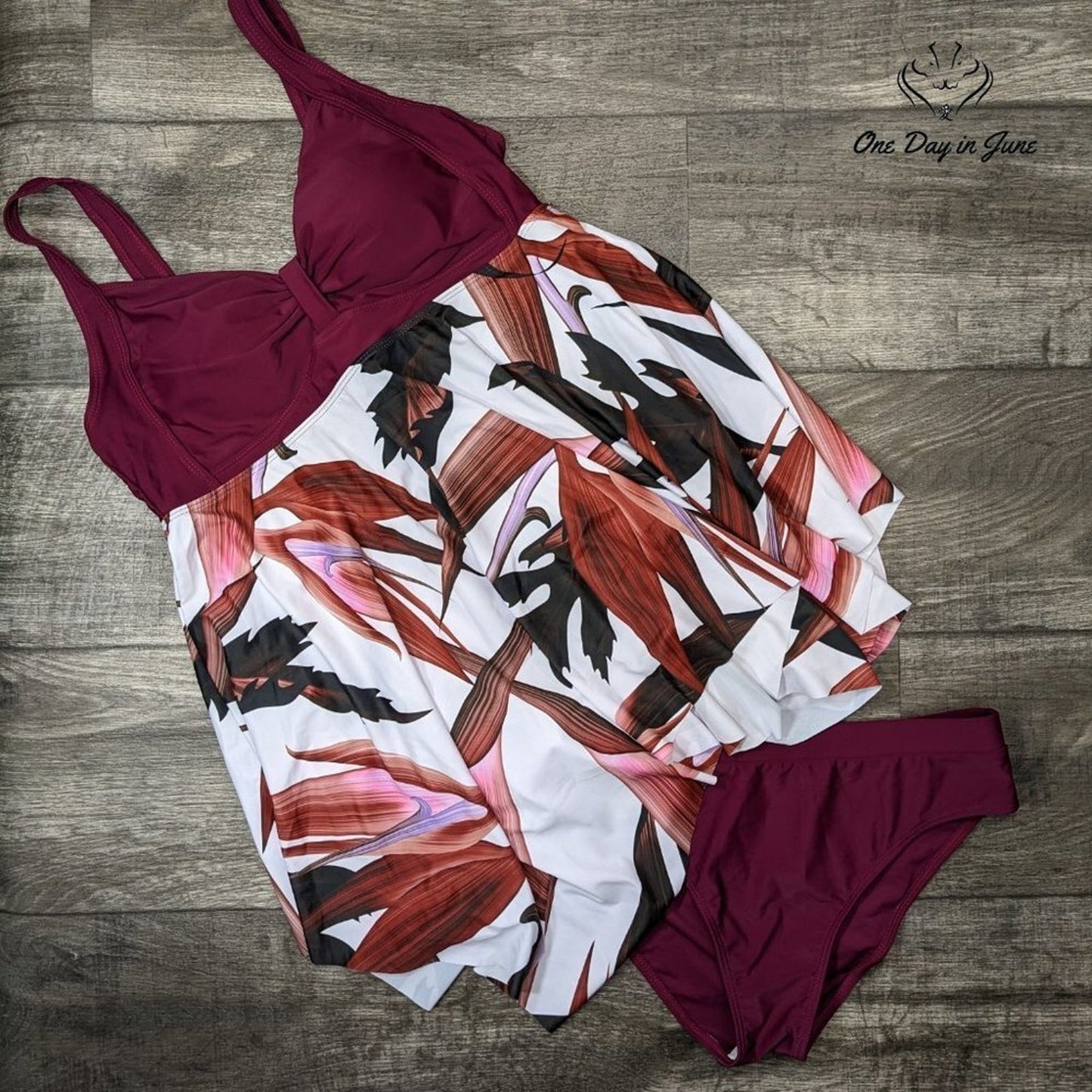 Bucota Floral Swimdress Tankini Swimsuit Size M
