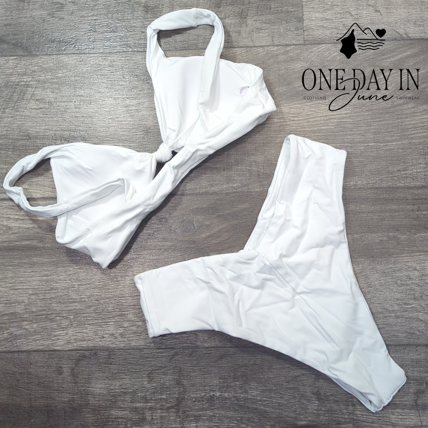 Aleumdr High Cut Knot Front Bikini Swimsuit Size M