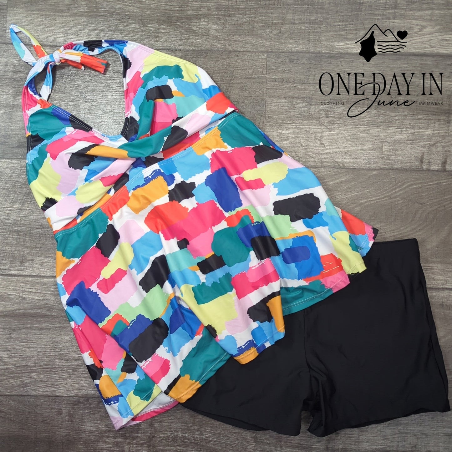 Yonique Halter Boyshort Tankini Swimsuit Size XL