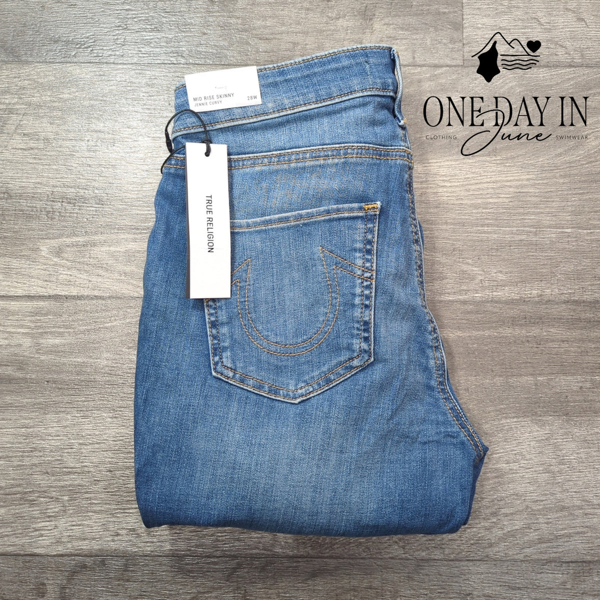 True Religion Jennie Curvy Skinny Jeans Blue Mid Rise NWT Size 28 (6)