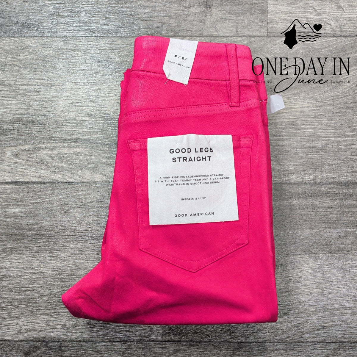Good American Good Legs Straight High Rise Jeans Hot Pink NWT Size 4 (27)
