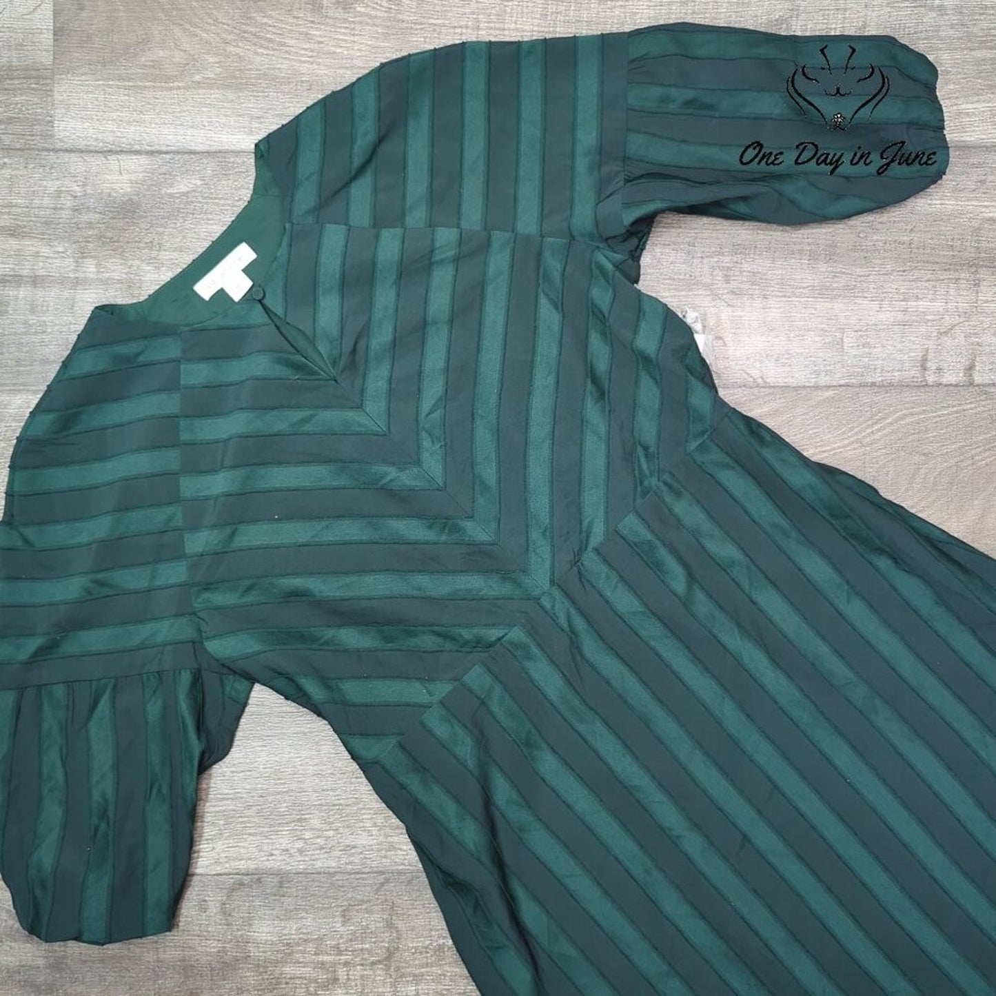 Liz Claiborne Half Sleeve Striped Mysterious Green Dress Size XL