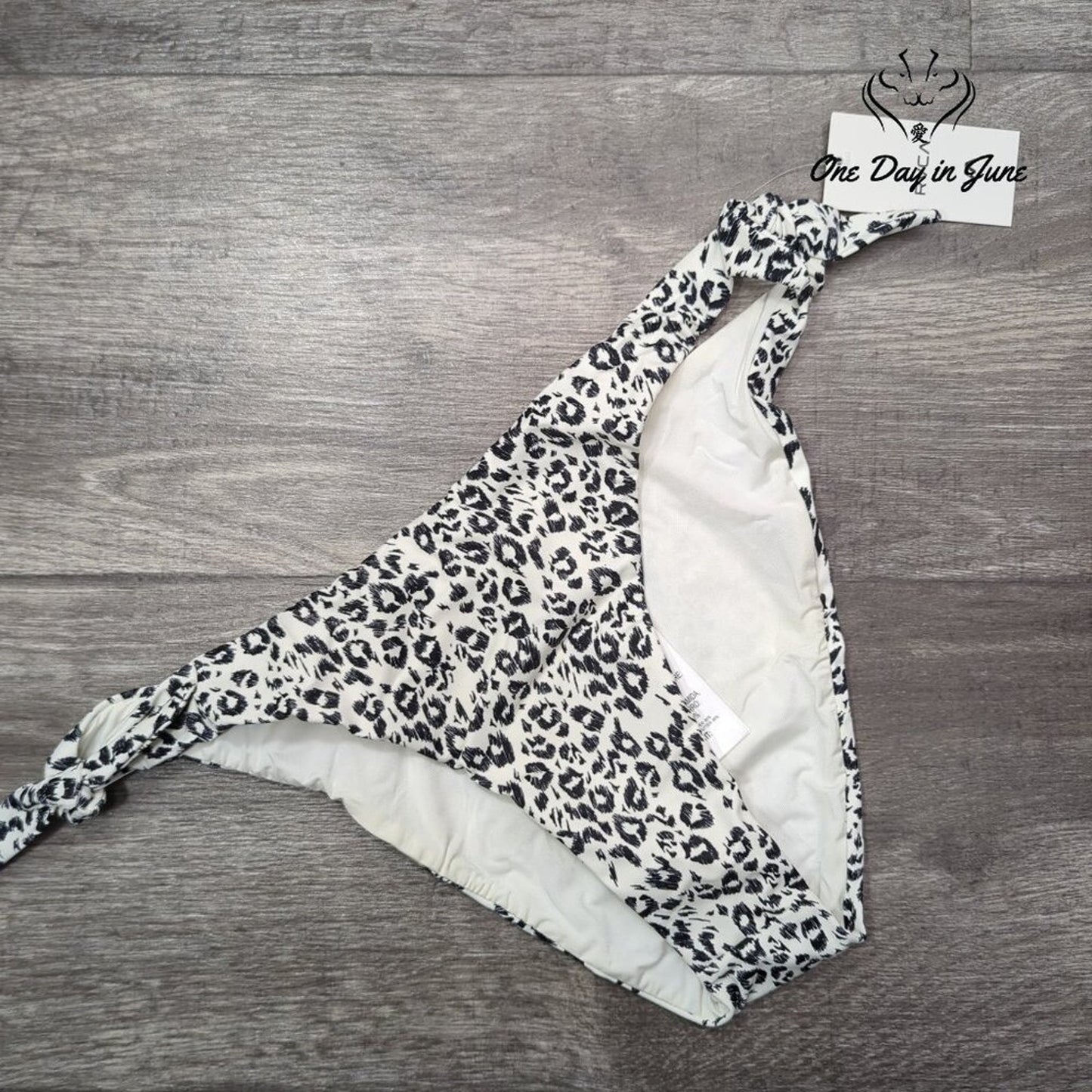 RVCA Animal Instinct French Tie Side Bikini Bottom Size L